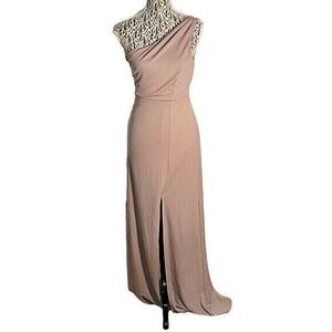 BIRDIE GREY Bridesmaid Dress one shoulder Grey Lined Sexy Slit Formal Prom party